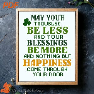 Irish Blessing Cross Stitch Pattern: St Patrick's Day Quote (PDF Pattern)