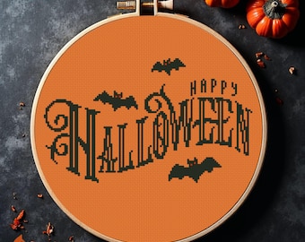 Halloween Cross Stitch Pattern: Spooky Lettering (PDF Download)