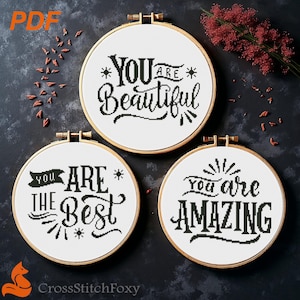 Inspirational Quotes Cross Stitch Pattern Set (PDF Download)