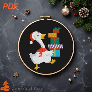 Christmas Goose Cross Stitch Pattern: Funny Ornament (PDF Pattern)