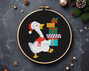 Christmas Goose Cross Stitch Pattern: Funny Ornament (PDF Pattern)