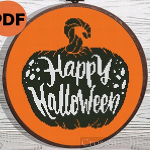 Happy Halloween Pumpkin Cross Stitch Pattern PDF Halloween - Etsy