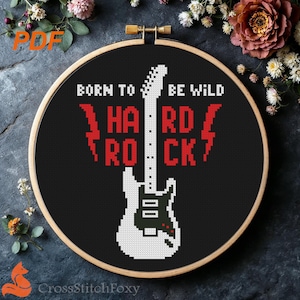 Hard Rock Guitar Cross Stitch Pattern: Born to be Wild (PDF Pattern)