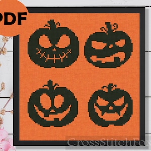 Halloween Pumpkins Cross Stitch Pattern PDF, Jack O Lantern Halloween ...
