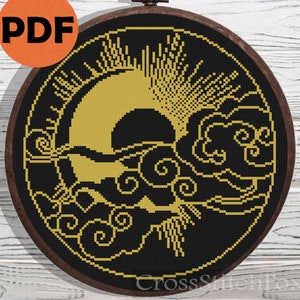 Sun and Moon Cross Stitch Pattern: Witchy Decor (PDF Pattern)
