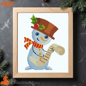 Snowman Christmas Ornament Cross Stitch Pattern  (PDF Download)