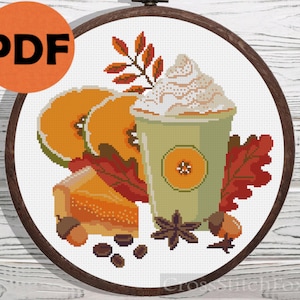 Pumpkin Pie Cross Stitch Pattern: Thanksgiving Fall Kitchen Decor(PDF Pattern)