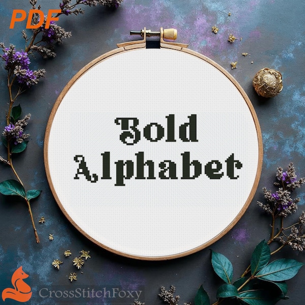 Bold Alphabet Cross Stitch Pattern: Elegant Font (PDF Pattern)