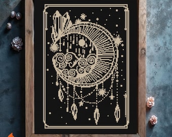 Cristal Moon Kreuzstich-Muster: Hexen Karte (PDF-Muster)