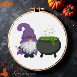 Halloween Gnome Cross Stitch Pattern: Magic Potion (PDF Pattern)