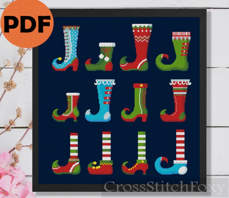 Elf Shoes Cross Stitch Pattern