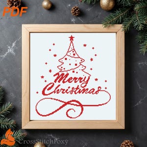 Merry Christmas Lettering Cross Stitch Pattern (PDF Download)