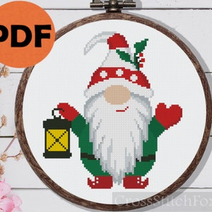 Christmas Gnome Cross Stitch Pattern: Scandinavian Decor (PDF Pattern)