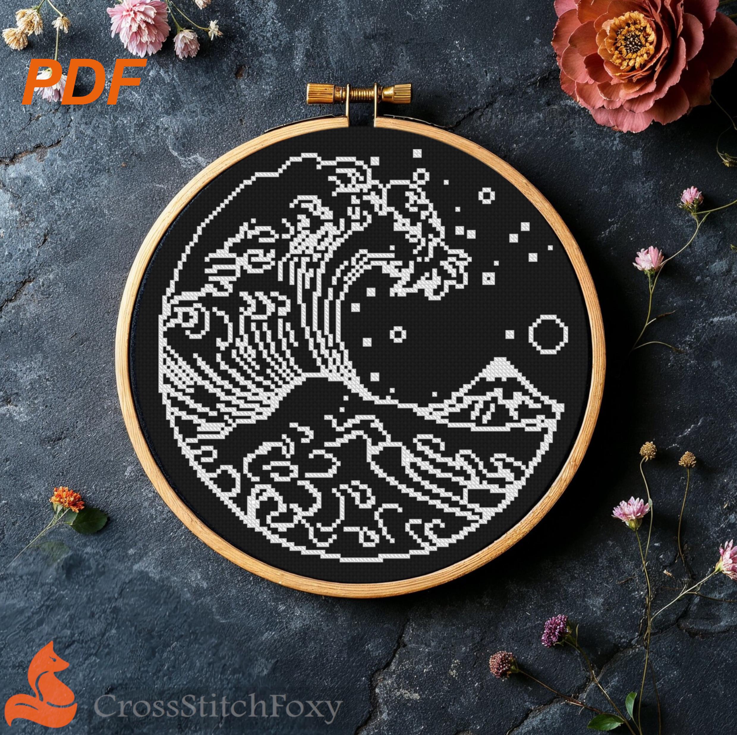 Wave Cross Stitch Pattern, Hokusai Japanese Art (PDF) - Etsy