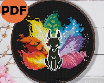 Kitsune Mystical Fox Spirit Cross Stitch Pattern PDF