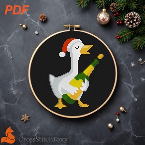 Christmas Goose Cross Stitch Pattern: Funnyy Santa Ornament (PDF Pattern)