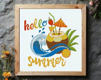 Ciao Estate Spiaggia Cocco Cocktail Vacanza Mare Onda Schema Punto Croce PDF