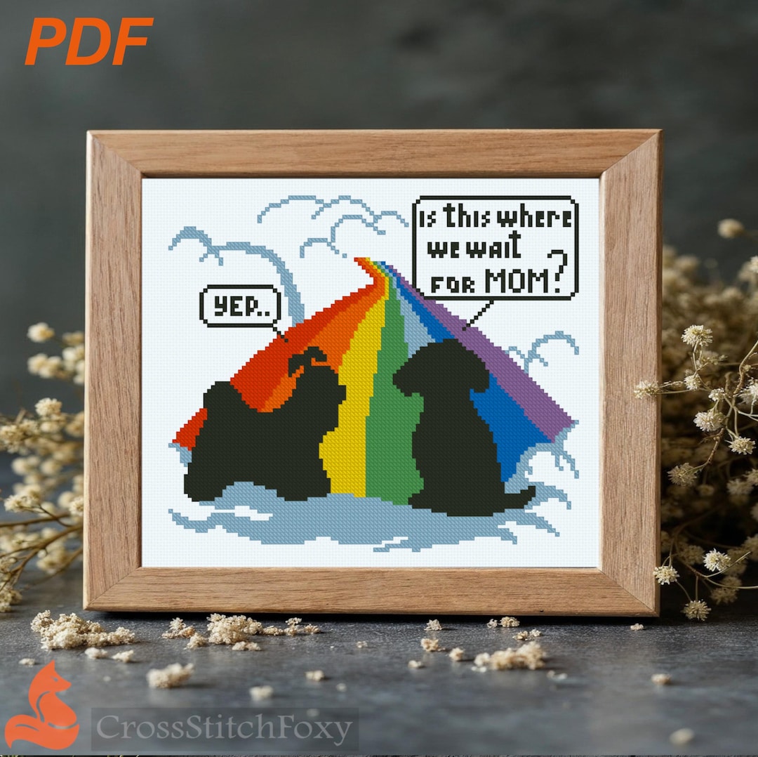 Rainbow Bridge Shih Tzu Dog Cross Stitch Pattern: Pet Memorial