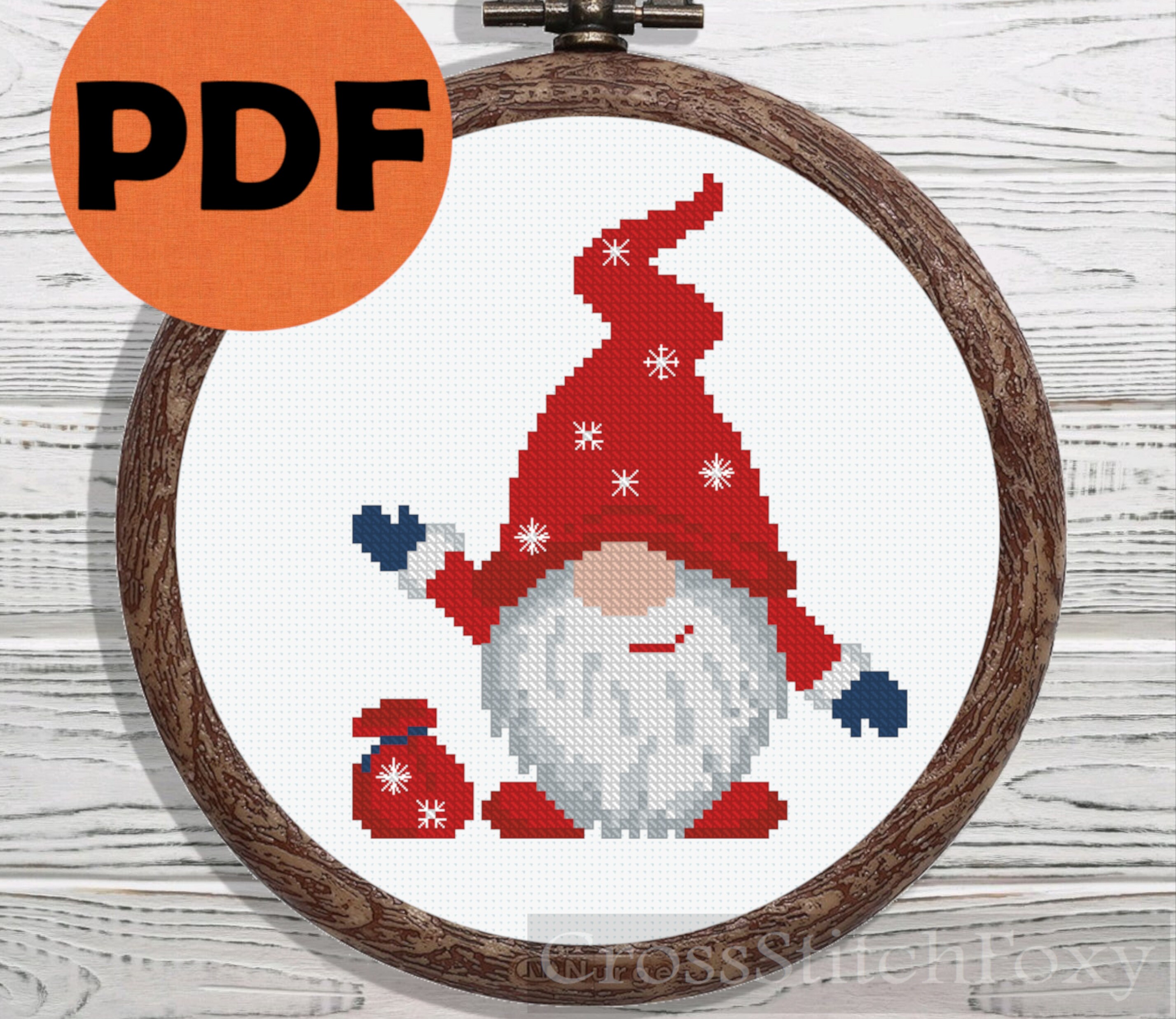 Diy Christmas Gnome In 3 Minutes Small Christmas Gnome Cross Stitch Pattern PDF easy Christmas | Etsy