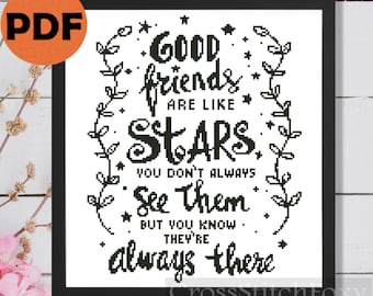 Home decor cross stitch pattern PDF, Friends quote counted cross stitch DIY wall decor pattern