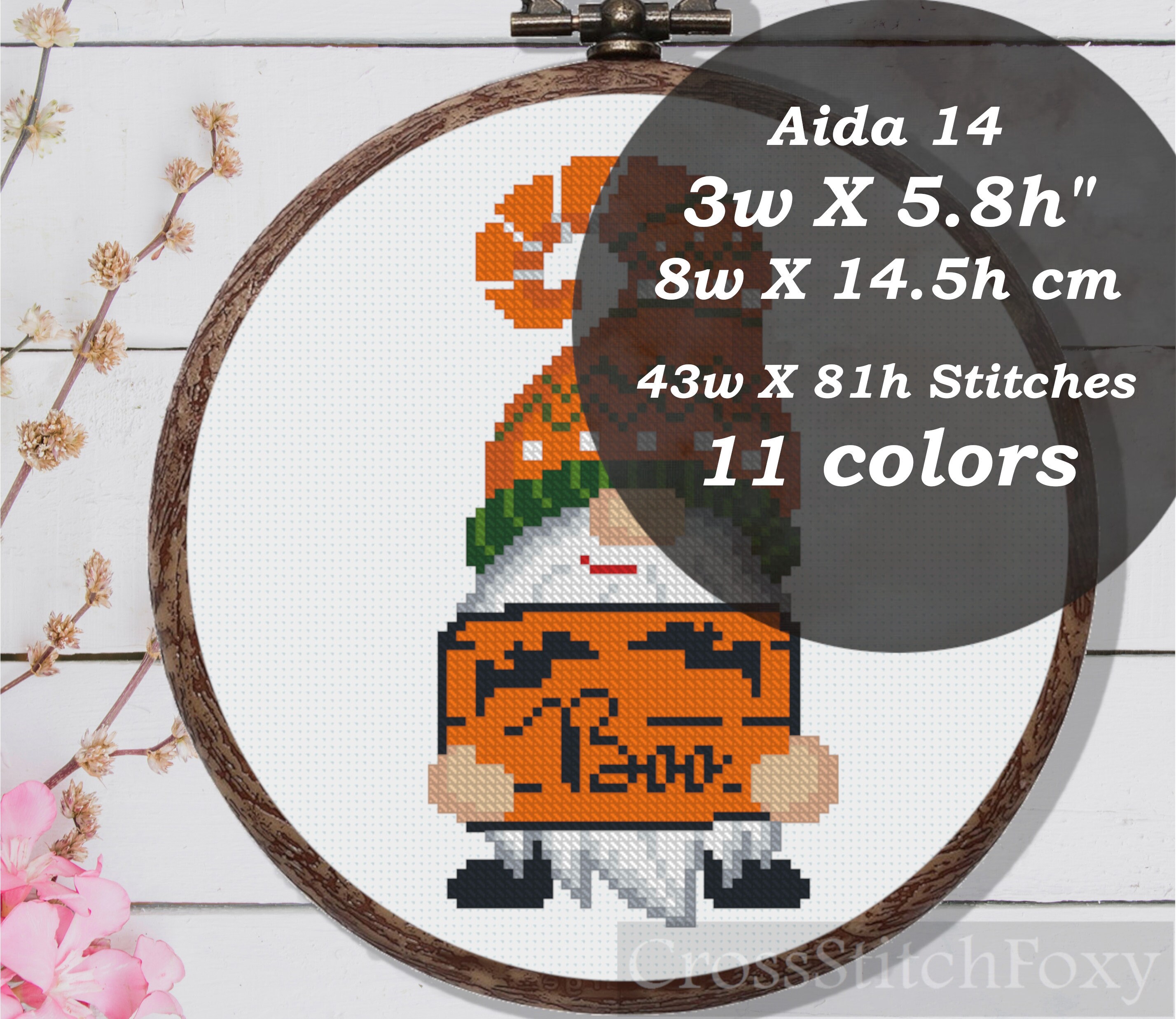 Halloween Boo Gnome Cross Stitch Pattern PDF Easy Halloween - Etsy