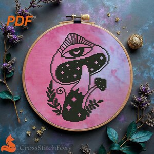 Evil Eye Mushroom Cross Stitch Pattern: Magic Alchemy (PDF Pattern)