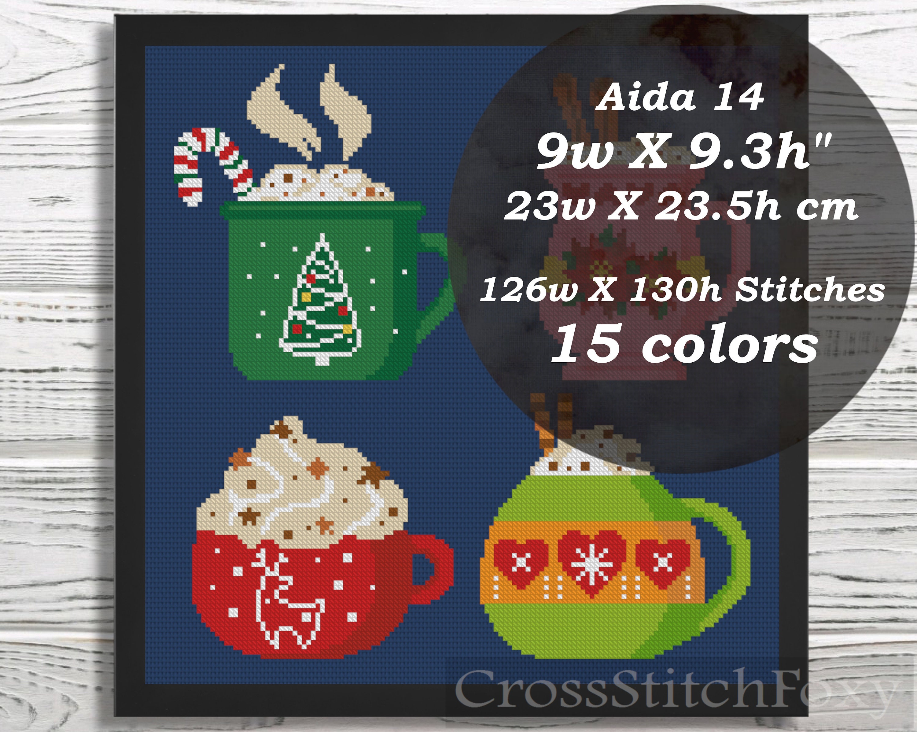 Christmas Mugs Cross Stitch Pattern PDF Easy Cross Stitch - Etsy