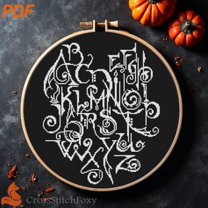 Halloween Alphabet Cross Stitch Pattern: Spooky Horror Letters (PDF Download)