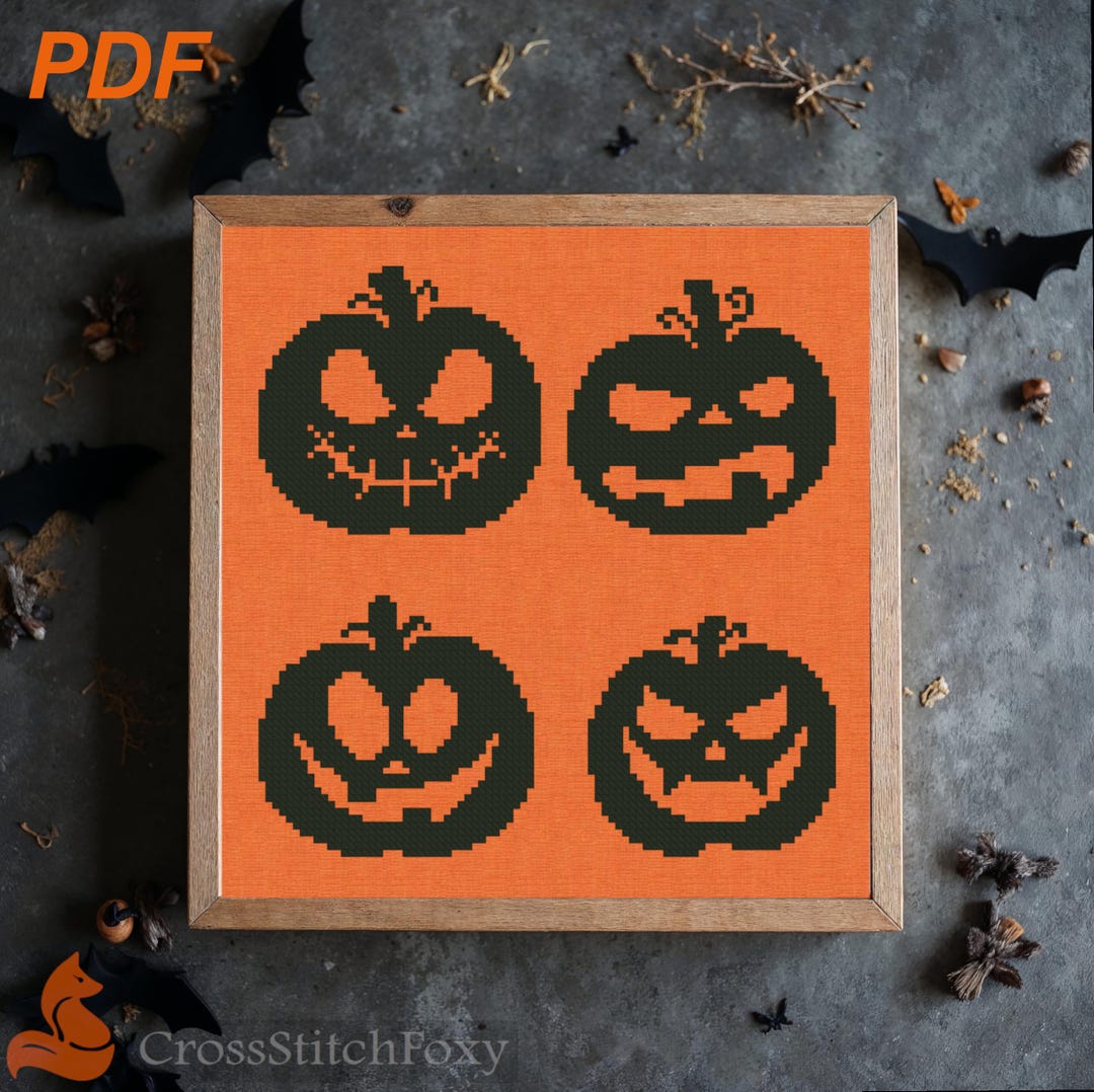 Halloween Pumpkin Cross Stitch Pattern: Jack O' Lantern (PDF Pattern ...