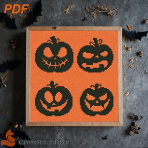 Halloween Pumpkin Cross Stitch Pattern: Jack O&#39; Lantern (PDF Pattern)
