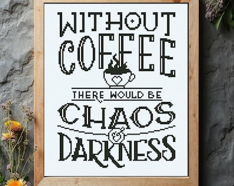Patrón de punto de cruz "Caos de café": Decoración del hogar (Patrón PDF)