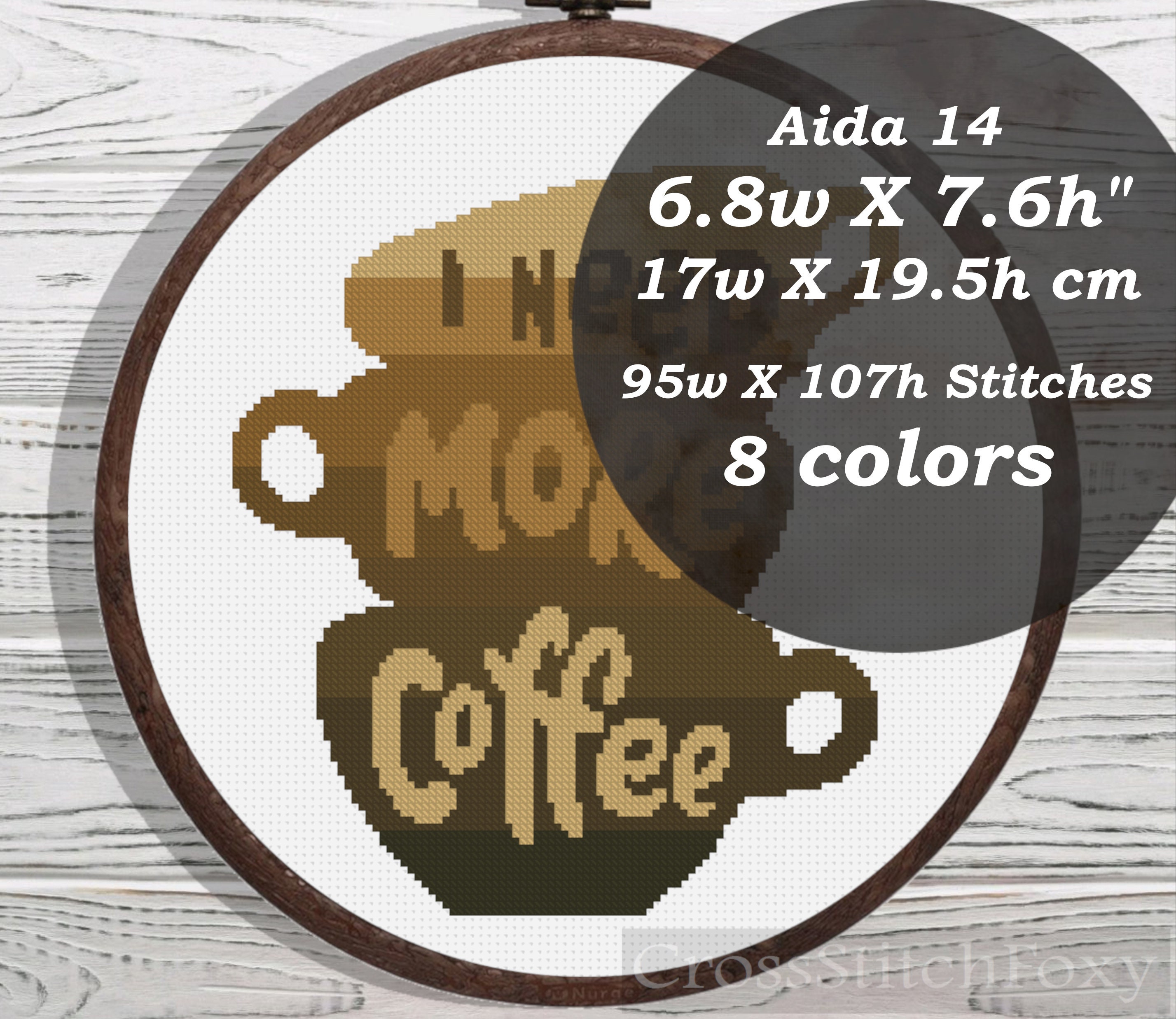 I Need More Coffee Cups Quote Small Cross Stitch Pattern Mug Etsy