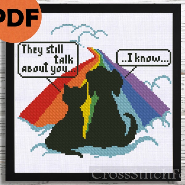 Rainbow bridge cross stitch pattern PDF, Dog memorial quote counted cross stitch DIY wall decor pattern, cat memorial , pet memorial