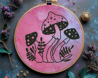 Mystical Mushrooms Cross Stitch Pattern: Witchy Alchemy Toadstool (PDF Pattern)