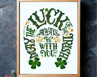 Irish Blessing Cross Stitch Pattern: St Patrick's Day Quote (PDF Pattern)