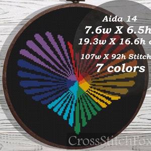 Rainbow cross stitch pattern PDF for instant download, Love mini cross stitch, Birthday DIY gift wedding sampler image 2