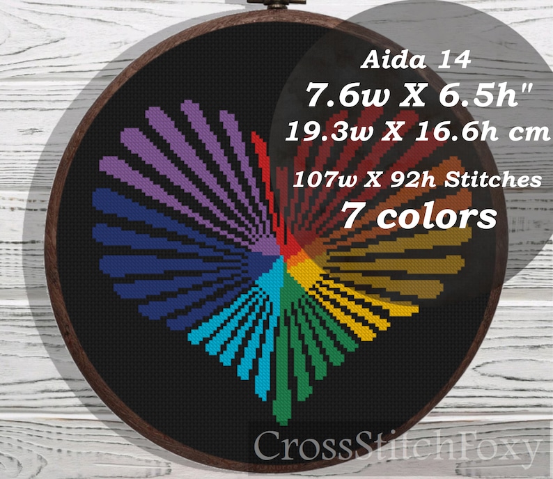 Rainbow cross stitch pattern PDF for instant download, Love mini cross stitch, Birthday DIY gift wedding sampler image 2