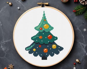 Christmas Tree Cross Stitch Pattern: Easy Ornament (PDF Pattern)