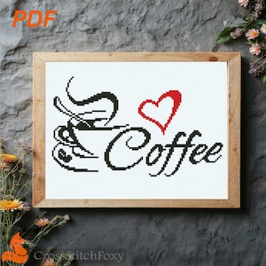 Coffee Cup Cross Stitch Pattern: Home Decor (PDF Pattern)