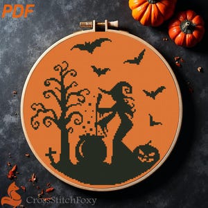 Witch&#39;s Potion Cross Stitch Pattern: Halloween Magic (PDF Digital Download)