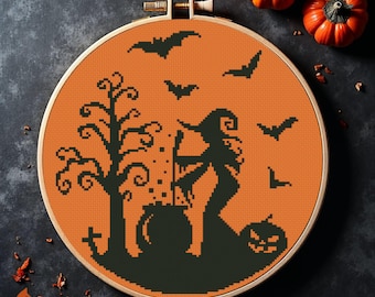 Witch's Potion Cross Stitch Pattern: Halloween Magic (PDF Digital Download)