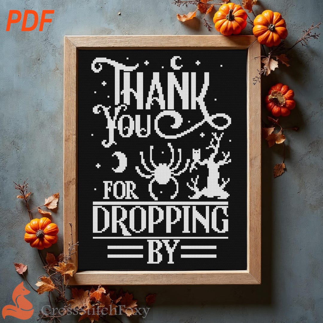 ハロウィンのウェルカムサインのクロスステッチパターン（PDF