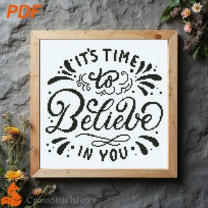 Believe In You Cross Stitch Pattern: Inspirational Home Decor (PDF Pattern)