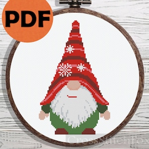 Scandinavian Christmas Gnome Cross Stitch Pattern (PDF Download)