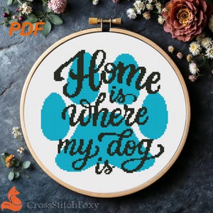 Modèle de point de croix citation chien : décoration d'intérieur (Modèle PDF)