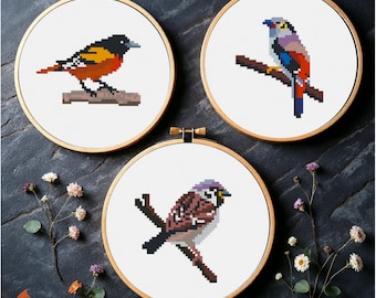 Tiny Birds Cross Stitch Pattern Set (PDF Download)