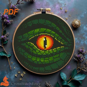 Dragon Evil Eye Cross Stitch Pattern: Mystical Reptile (PDF Pattern)