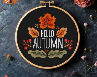Ciao Autunno Foglie Autunnali Piante della Foresta Autunnale Schema Punto Croce Facile PDF