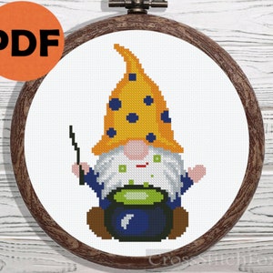 Halloween Gnome Cross Stitch Pattern: Magic Potion (PDF Pattern)