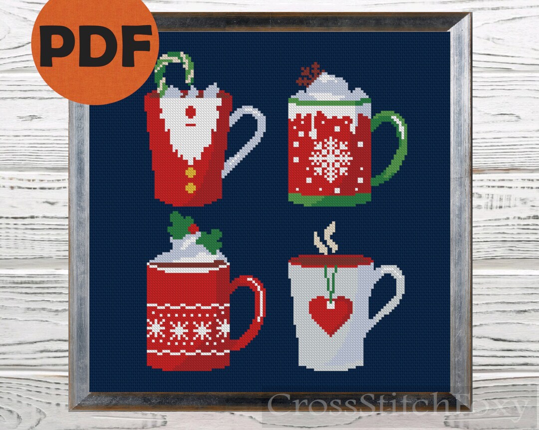 Christmas Mug Cross Stitch Patterns PDF, Easy Cross Stitch Pattern ...